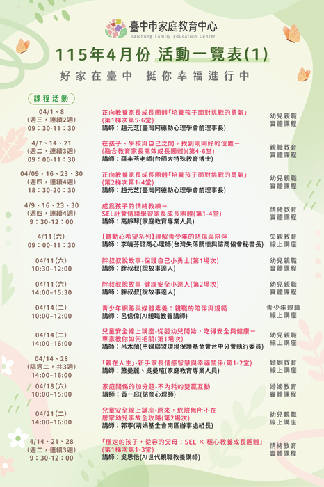 115年4月份活動一覽表1