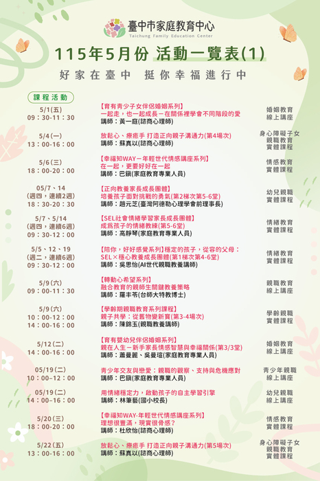 115年5月份活動一覽表1
