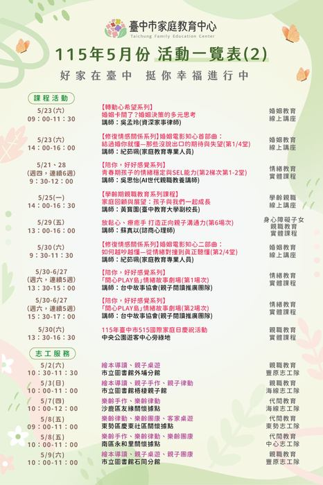 115年5月份活動一覽表2