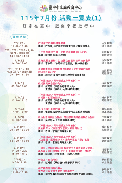 115年7月份活動一覽表1