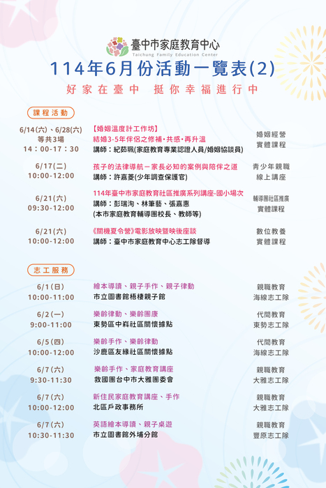 114年6月份活動一覽表2
